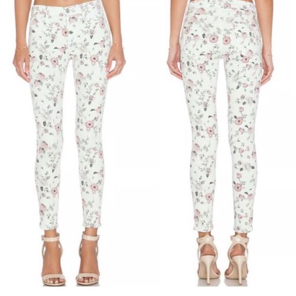 Hudson London Nico Midrise SPR Ankle Skinny Jeans in White Floral Women’s Siz 26 - Picture 2 of 8